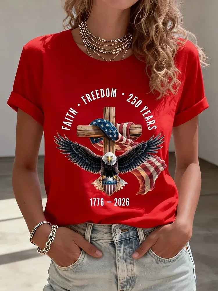 Women's Fashion American 250th Anniversary Short-Sleeved T-Shirt