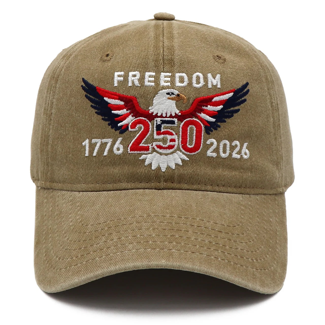 Freedom 250th Hat – 1776-2026 Eagle Embroidered Adjustable Gray Baseball Cap