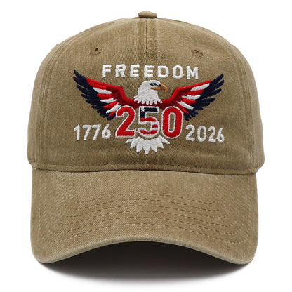 Freedom 250th Hat – 1776-2026 Eagle Embroidered Adjustable Gray Baseball Cap