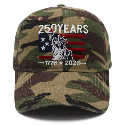 250 Years of Freedom Hat  1776 - 2026 Patriotic Vintage Baseball Cap with Statue of Liberty Embroidery - Great for Dads and Grads