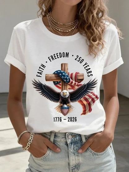 Women's Fashion American 250th Anniversary Short-Sleeved T-Shirt