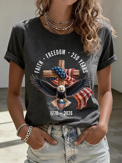 Women's Fashion American 250th Anniversary Short-Sleeved T-Shirt