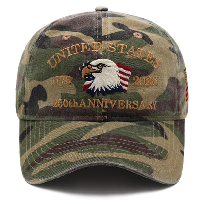 USA 250th Anniversary Eagle Embroidered Cap (1776–2026) – Camo