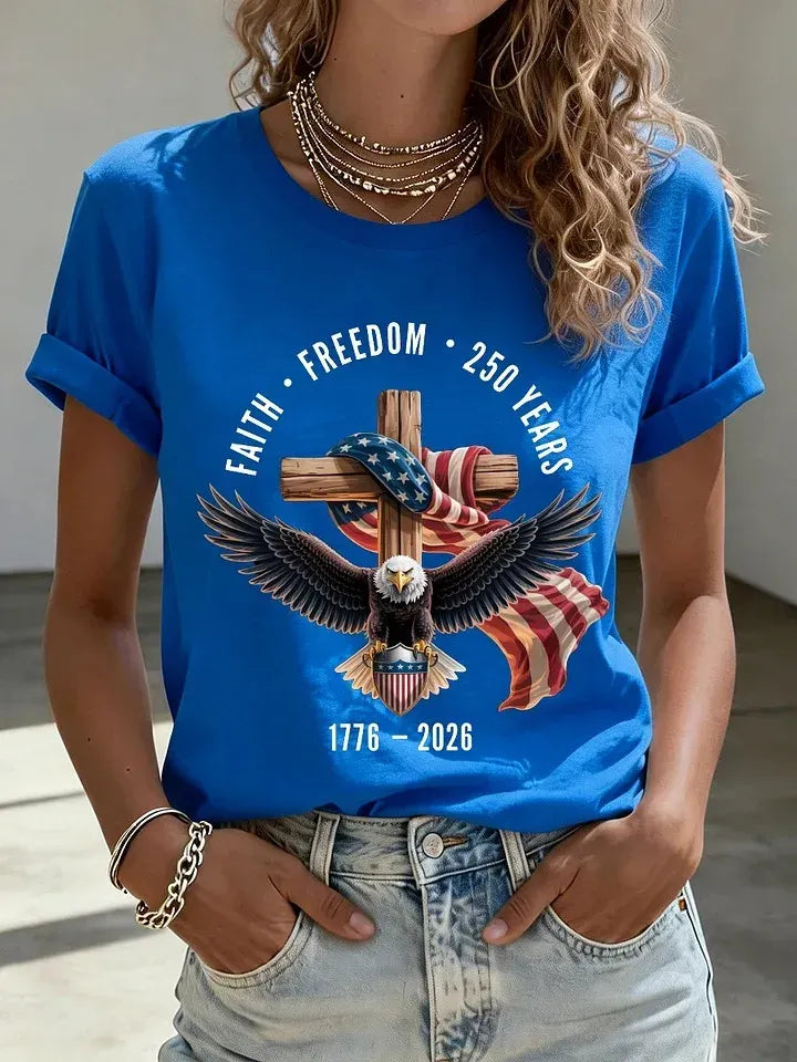 Women's Fashion American 250th Anniversary Short-Sleeved T-Shirt