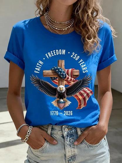 Women's Fashion American 250th Anniversary Short-Sleeved T-Shirt