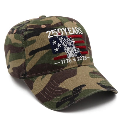 250 Years of Freedom Hat  1776 - 2026 Patriotic Vintage Baseball Cap with Statue of Liberty Embroidery - Great for Dads and Grads
