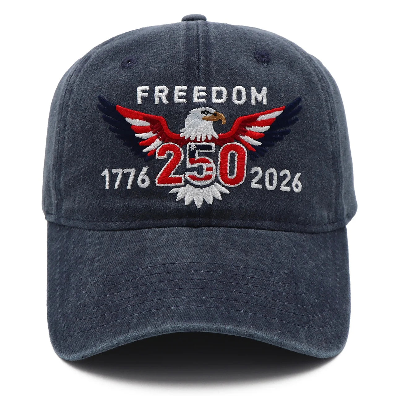 Freedom 250th Hat – 1776-2026 Eagle Embroidered Adjustable Gray Baseball Cap