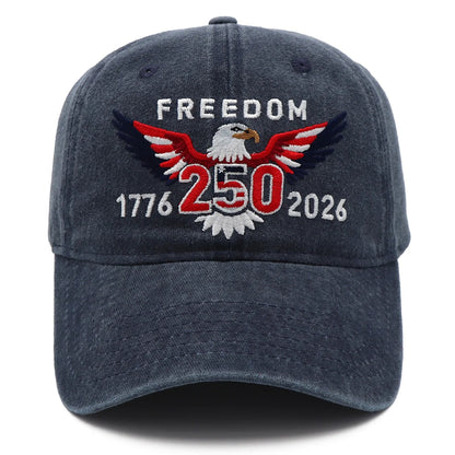Freedom 250th Hat – 1776-2026 Eagle Embroidered Adjustable Gray Baseball Cap