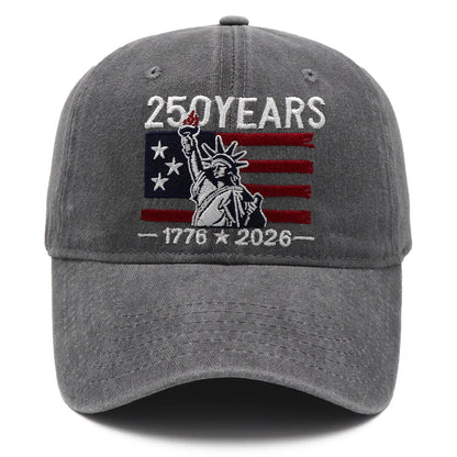 250 Years of Freedom Hat  1776 - 2026 Patriotic Vintage Baseball Cap with Statue of Liberty Embroidery - Great for Dads and Grads