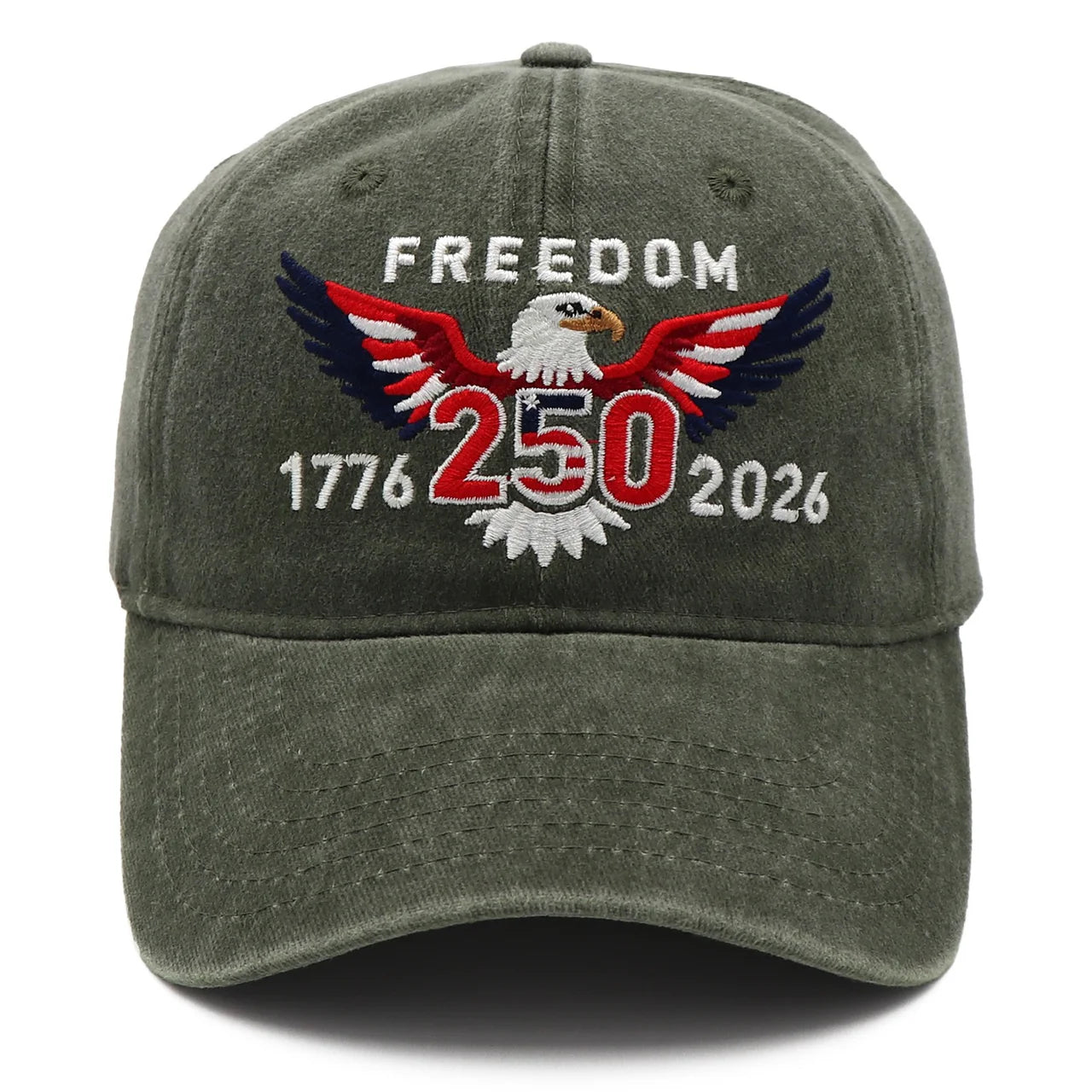 Freedom 250th Hat – 1776-2026 Eagle Embroidered Adjustable Gray Baseball Cap