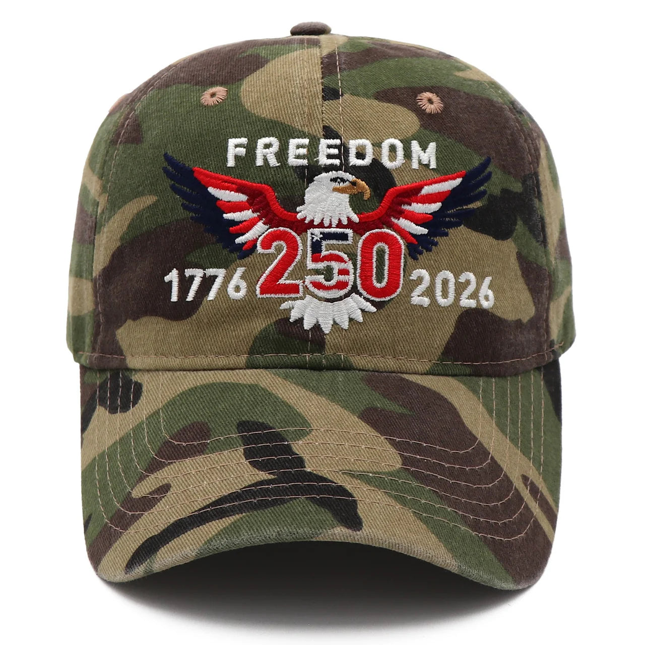 Freedom 250th Hat – 1776-2026 Eagle Embroidered Adjustable Gray Baseball Cap